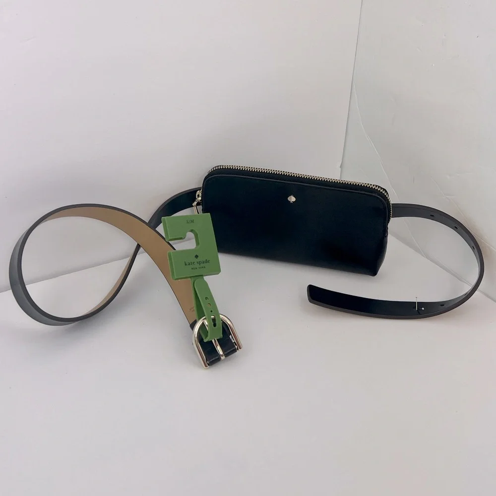 KATE SPADE WALLET BELTED PURSE FANNY PACK LEATHER SIZE SMALL/MEDIUM, BLACK COLOR - Picture 1 of 13